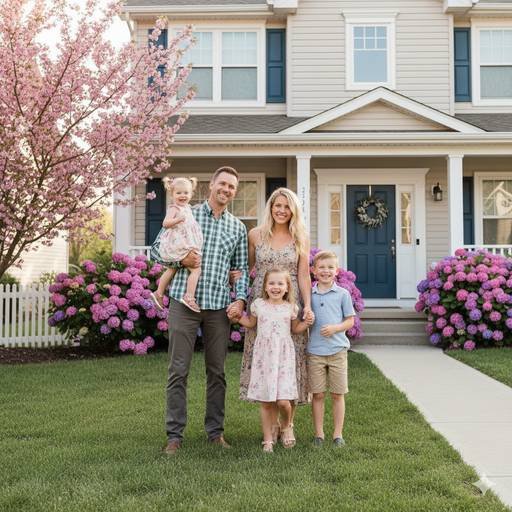 Happy family with house keys